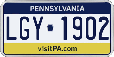 PA license plate LGY1902