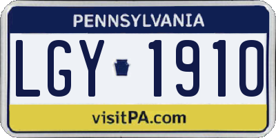 PA license plate LGY1910