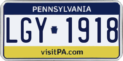 PA license plate LGY1918