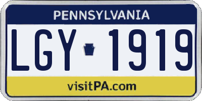 PA license plate LGY1919
