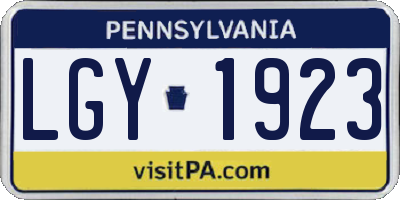 PA license plate LGY1923