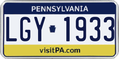 PA license plate LGY1933