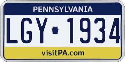 PA license plate LGY1934