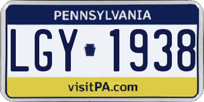 PA license plate LGY1938