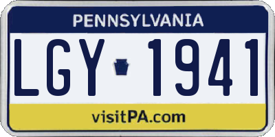 PA license plate LGY1941
