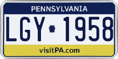 PA license plate LGY1958