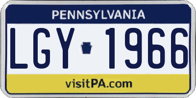 PA license plate LGY1966