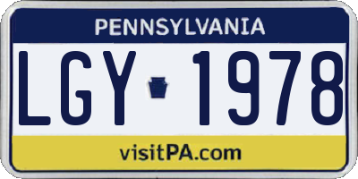 PA license plate LGY1978