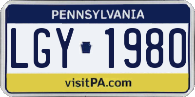 PA license plate LGY1980