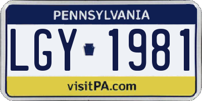 PA license plate LGY1981