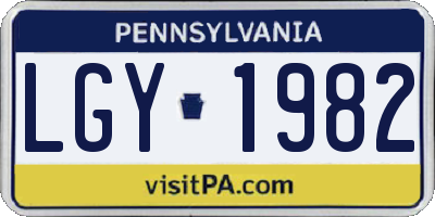 PA license plate LGY1982