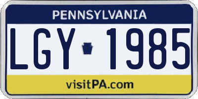 PA license plate LGY1985