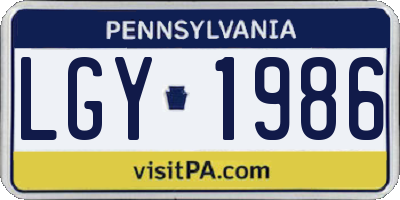 PA license plate LGY1986