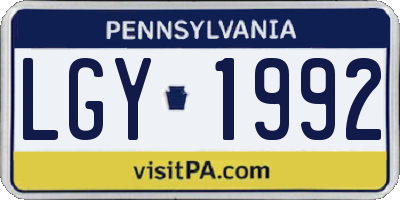 PA license plate LGY1992