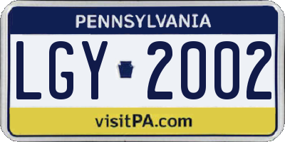 PA license plate LGY2002
