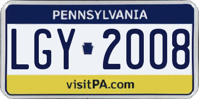 PA license plate LGY2008