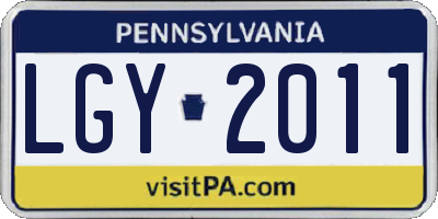 PA license plate LGY2011