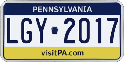 PA license plate LGY2017