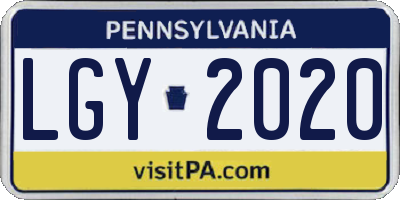 PA license plate LGY2020