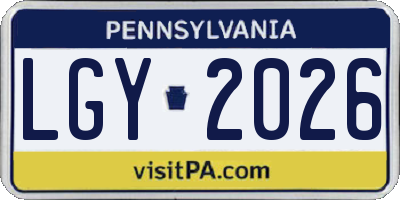 PA license plate LGY2026