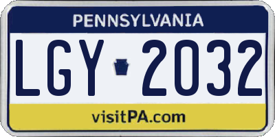 PA license plate LGY2032