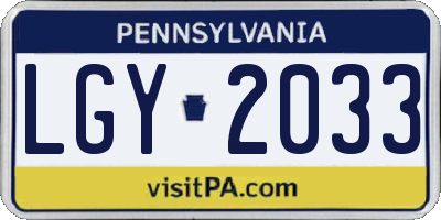 PA license plate LGY2033