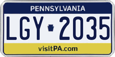 PA license plate LGY2035
