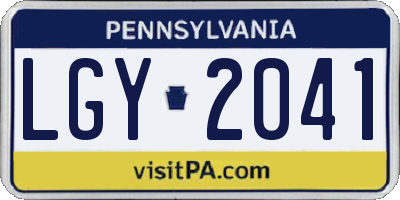 PA license plate LGY2041