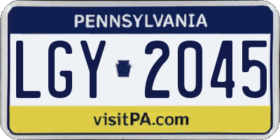 PA license plate LGY2045
