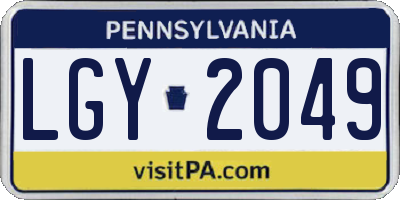 PA license plate LGY2049