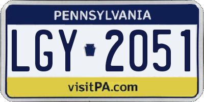 PA license plate LGY2051