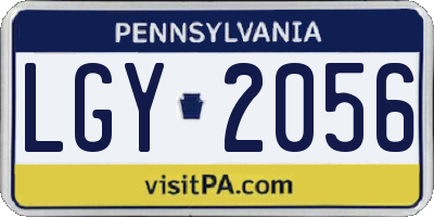 PA license plate LGY2056