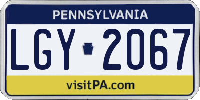 PA license plate LGY2067
