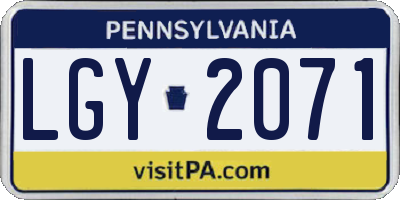 PA license plate LGY2071