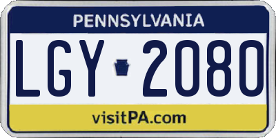 PA license plate LGY2080