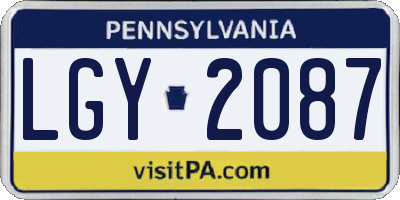 PA license plate LGY2087