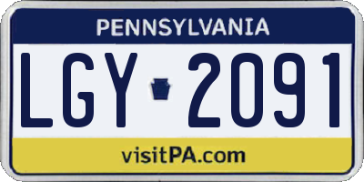 PA license plate LGY2091