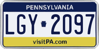 PA license plate LGY2097