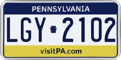 PA license plate LGY2102