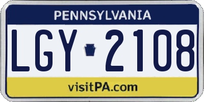 PA license plate LGY2108