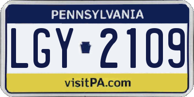PA license plate LGY2109