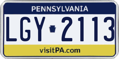 PA license plate LGY2113