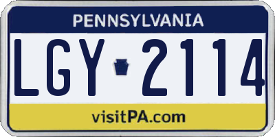 PA license plate LGY2114