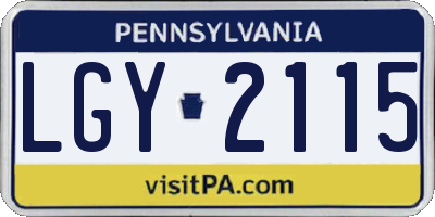 PA license plate LGY2115