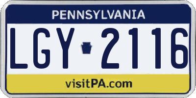 PA license plate LGY2116