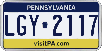 PA license plate LGY2117