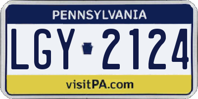 PA license plate LGY2124