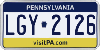 PA license plate LGY2126