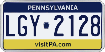 PA license plate LGY2128