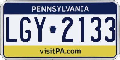 PA license plate LGY2133